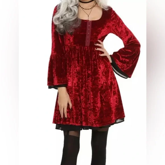 Hot Topic red bell sleeve dress small - Picture 1 of 7